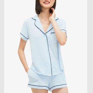 Kate Spade soft blue polka Dot Shorts Pajama Set elastane stretch size XL